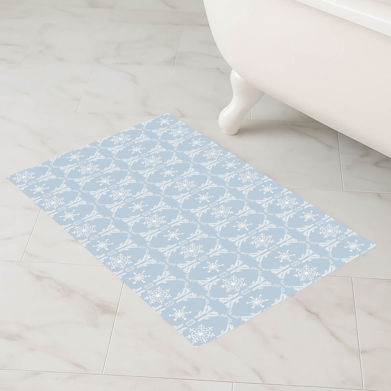 Tapis pour salle de bain Snowflake, Bleu, Simple - L 24 po x l 17 po