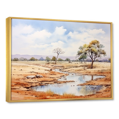 Beige, safari africain, paysage II, art mural Afrique