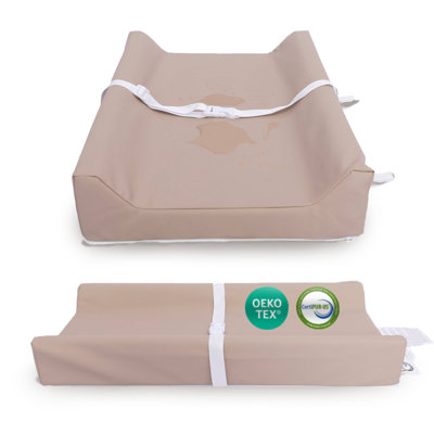 Vegan Leather Baby Changing Pad – Contoured Waterproof & Wipeable Foam Changing Pad for Dresser or Table with Removable, Machine-Washable Cover – Standard Size Diaper Changing Pad