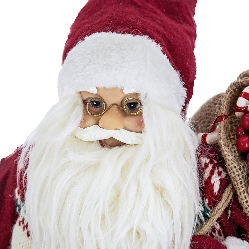 Père Noël debout en feutre et plastique festif avec lanterne et sac-cadeau, parfait pour les fêtes et la joie