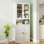 Grand garde-manger en métal blanc de 72 po Mak Peace - Rangement autoportant avec portes en verre et en métal pour cuisine / garde-manger / salle de bain / salle de lavage