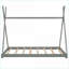 Bois de pin simple Lit plateforme en bois aggloméré gris avec structure triangulaire stable-1115894182-1115894184