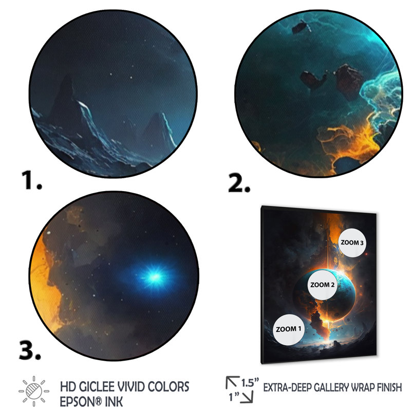 «Latricia Deep Space Planet Fusion V», reproduction sur toile, Cadre photo noir, H 20 po x l 12 po x P 1 po