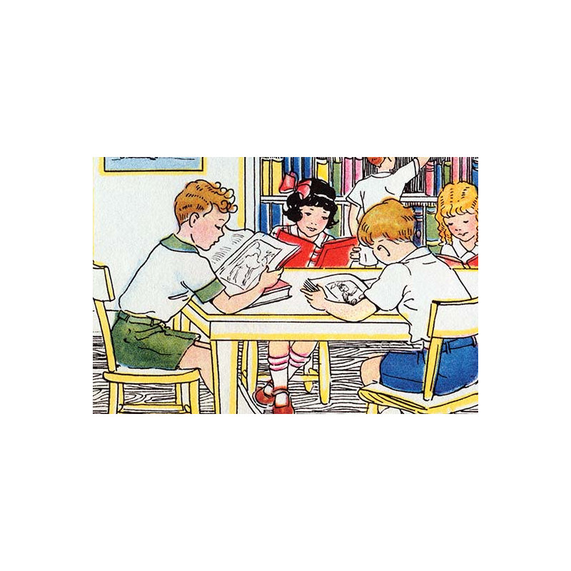 « library time » par julia letheld hahn, impression, 24 po x 36 po