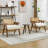 Mid Century Modern Accent Chair, Comfy Living Room Chairs with Sturdy Wood Legs, Rattan Backrest-1906186208-1906186209