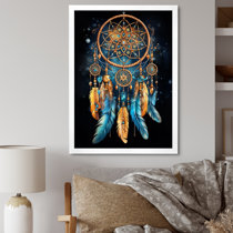 Dream Catcher Traditional Indian Dreamcatcher Wall Art for Bedrooms, Home  Wall, Hanging Design, Height 75 cm Dream Catchers(Blue),Metal, Feathers