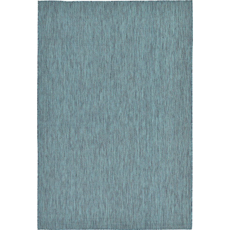 Tapis intérieur / extérieur Avaughn, Sarcelle, Rectangle 6 pi 1 po x 9 pi