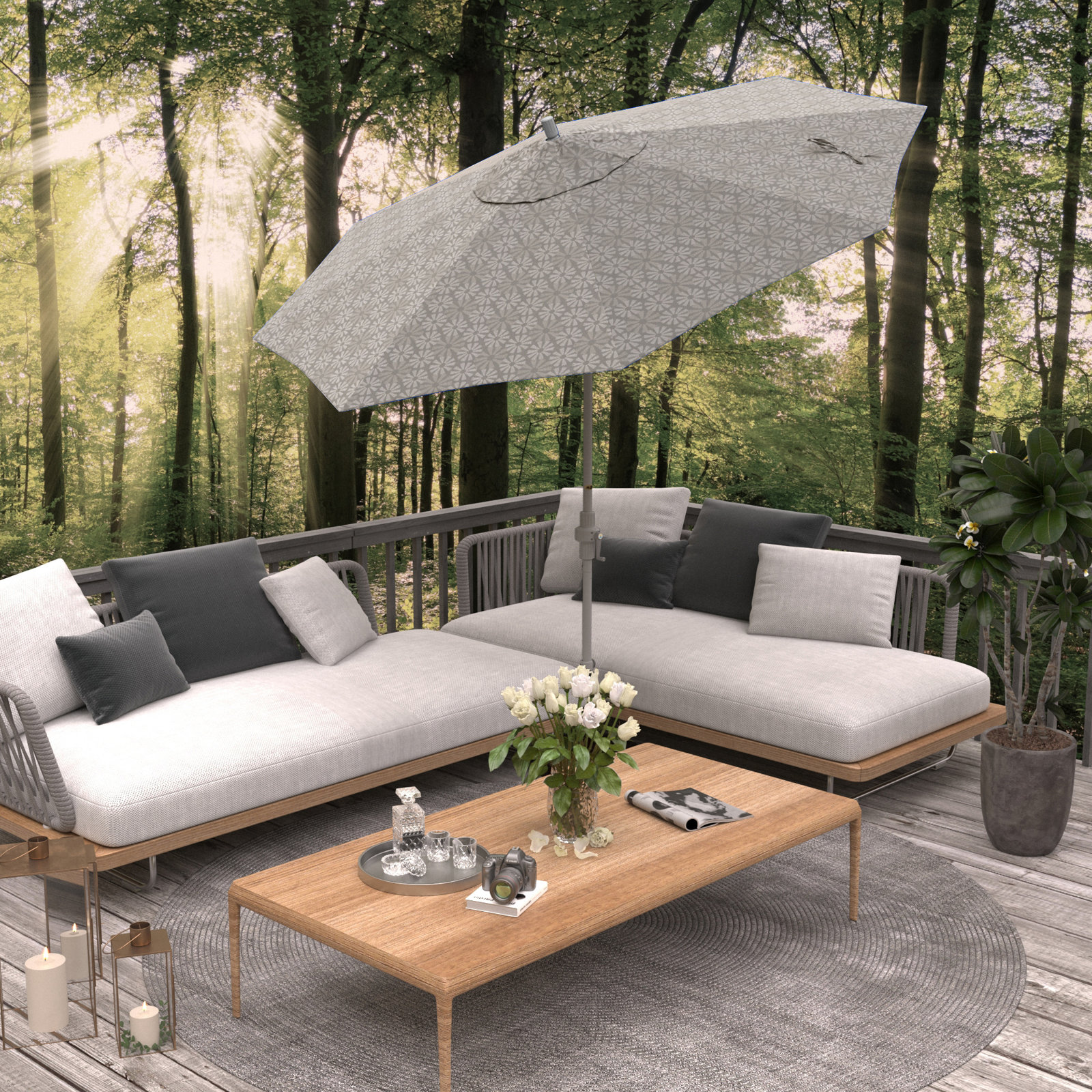 Santana 9' Umbrella, Spiro Graphite - Pacifica Premium