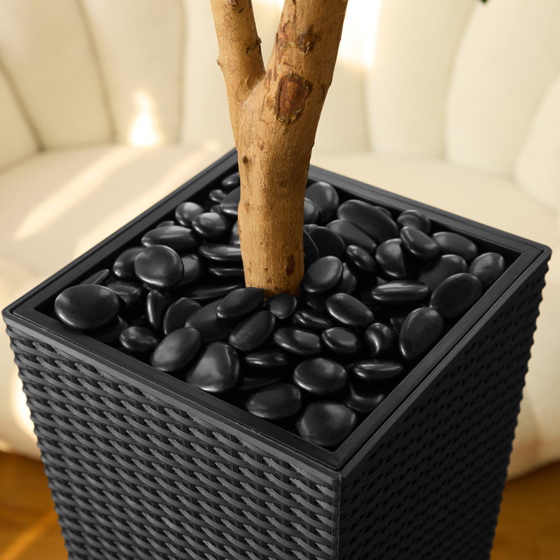 Olive artificielle George avec pot décoratif, faux olivier résistant aux rayons UV avec tronc naturel, Noir, noir, noir, noir