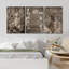 «Neutral Toned Christmas Trio with Santa, Books and Deer Art», reproduction d'art sur toile encadrée 3 pièces-120667432-120796809