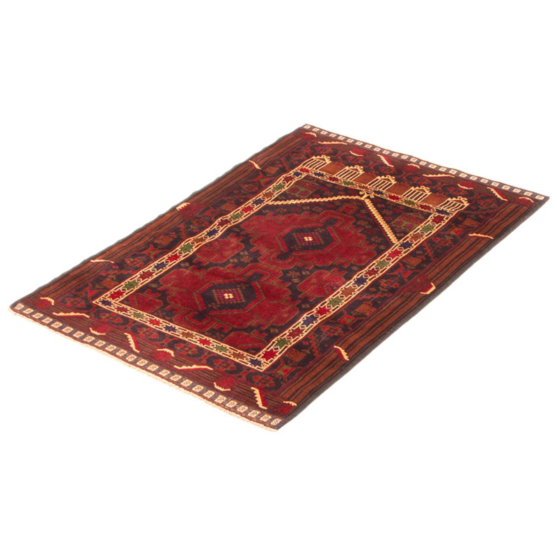 Tapis rectangulaire unique en laine de style années 1990 3 pi x 4 pi 8 po bourgogne