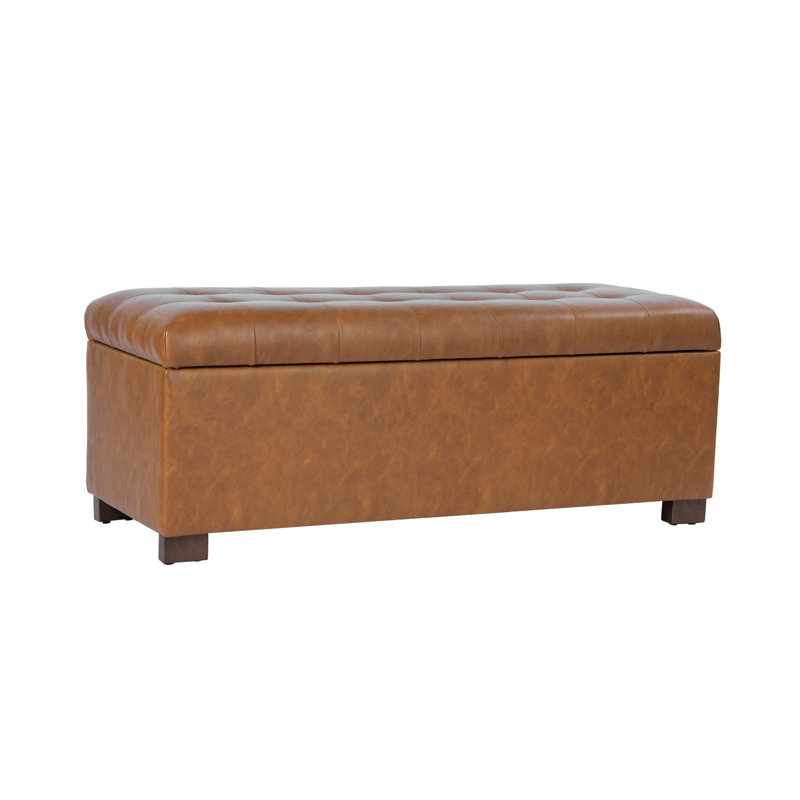  Large Tufted Storage Bench - Carmel Faux Leather, Brown