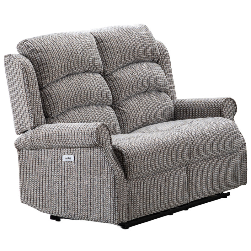 Lainey 132Cm Scroll Arms Reclining Loveseat, Latte Polyester Blend