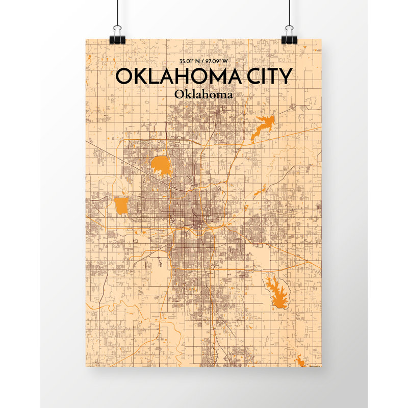 Oklahoma City Map - No Frame Print, 43.2cm H x 27.9cm W x 0.13cm D