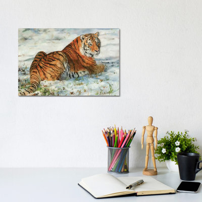 Tiger In Snow - Wrapped Canvas Print