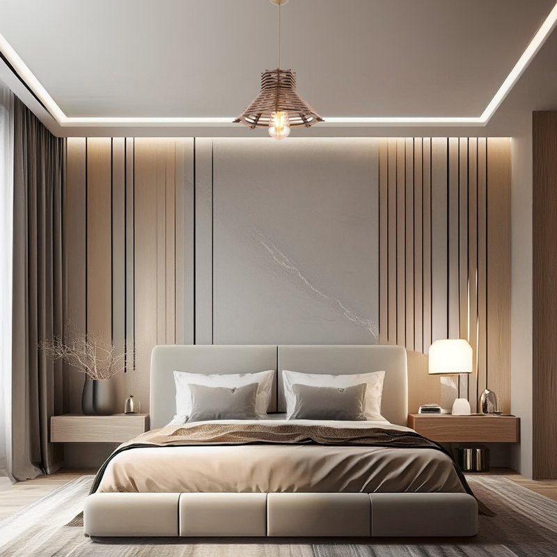 Luminaire suspendu en bois réglable