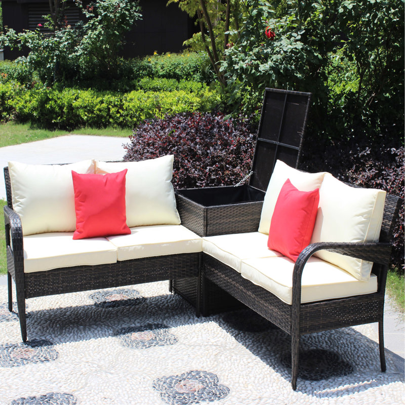 Canapé modulaire brun 3 pièces avec rangement - Outdoor Living Outdoor,
