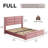 Faux Leather Upholstered Bed Frame with Headboard + 2-Drawer Nightstand with Charging Station, USB Ports & Outlets, Complete 3-Piece Bedroom Set-440058597-440058616