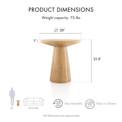 Astromeritis Round Solid Wood Base End Table
