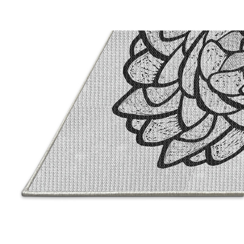 Tapis noir/gris tissé à la machine, Rectangle 4 pi x 6 pi