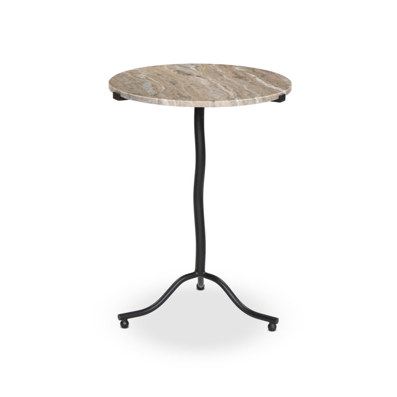 SOPHIE Marble End Table, Beige Top/Black Base