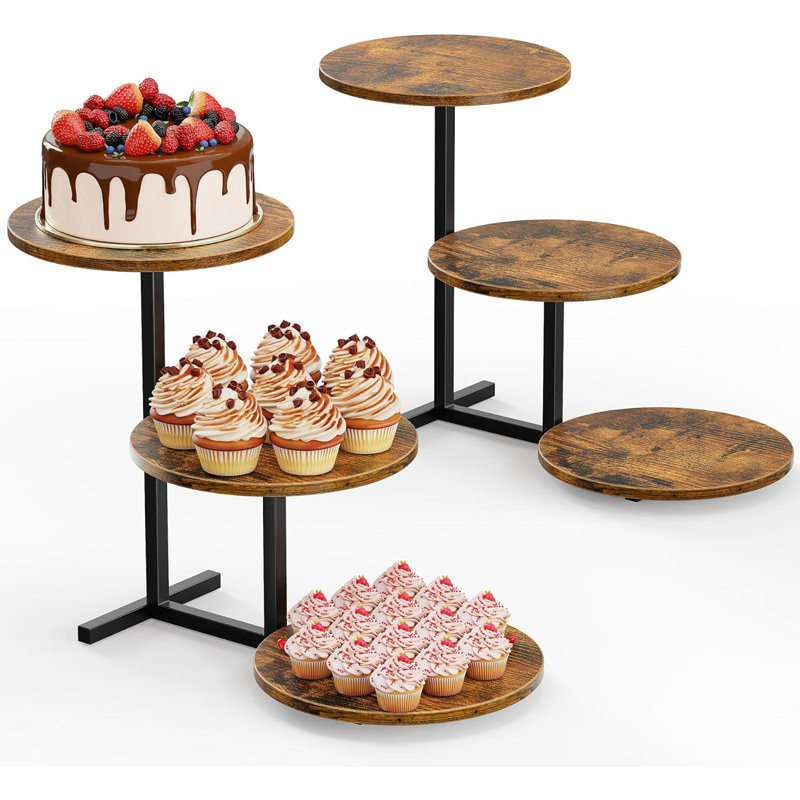 3 Tier Cupcake Tower Stand, Wooden Desert Tiered Tray Stands For Dessert Table Display Set For Party Afternoon Tea Wedding Birthday (2 Pack)，dark Brown