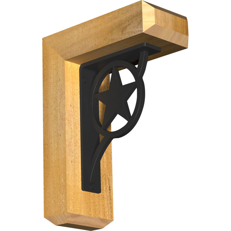 Austin 4" Single Brace Craftsman Ironcrest Bracket, 14"H x 11 1/2"D, 4"W x 2"T Western Red Cedar (Rough Sawn)
