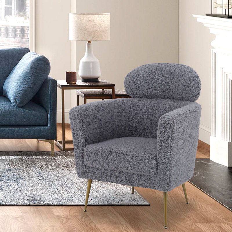 Aurich Upholstered Barrel Chair, Gray Polyester Blend