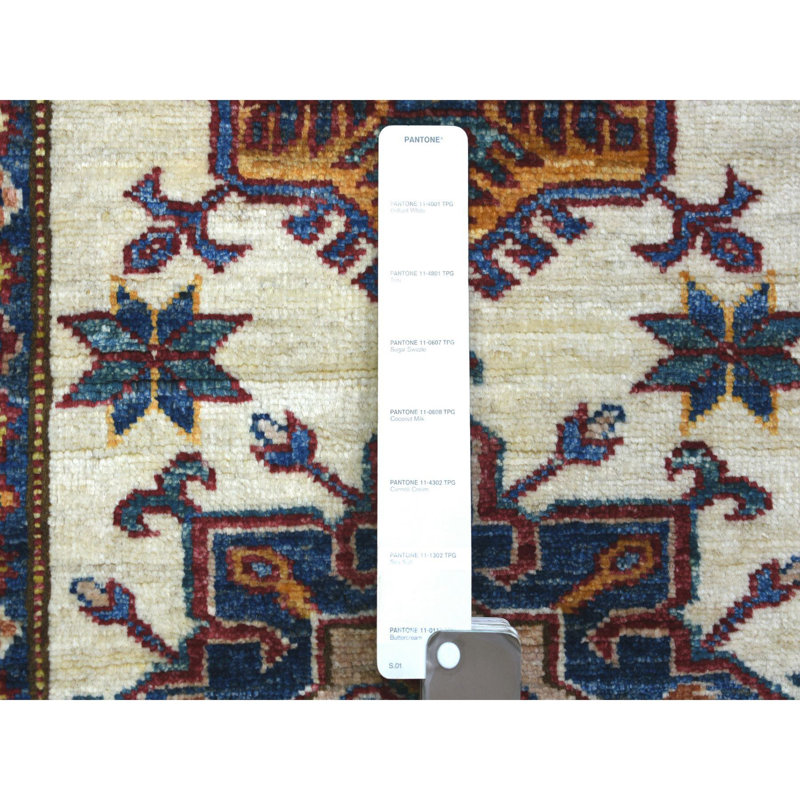 Tapis de couloir super Kazak en laine douce ivoire 2 pi 9 po x 8 pi 6 po 371DAABAD9F0453BA271613C38C0F538