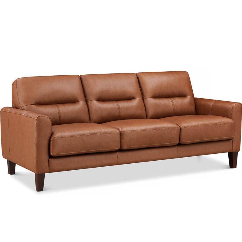 Schneider Top Grain Leather Sofa Couch, Chloe Nutmeg Brown