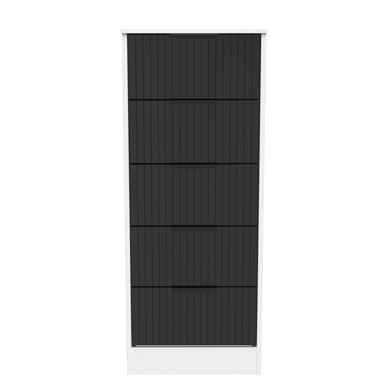 Atsumi 45cm W Manufactured Wood Bedside Table, Deep Black/White Matt