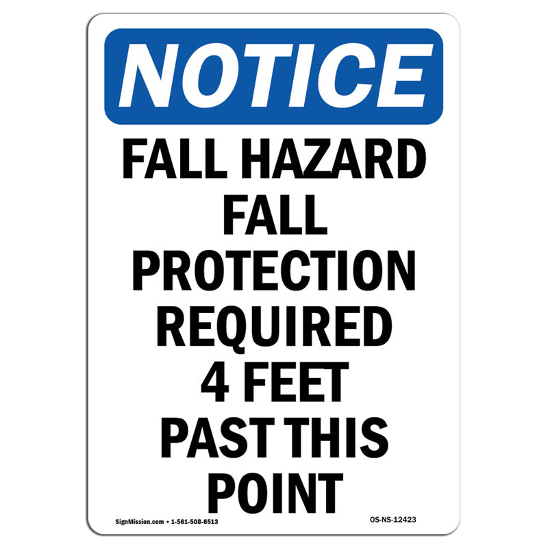 Fall Hazard Fall Protection Required Sign