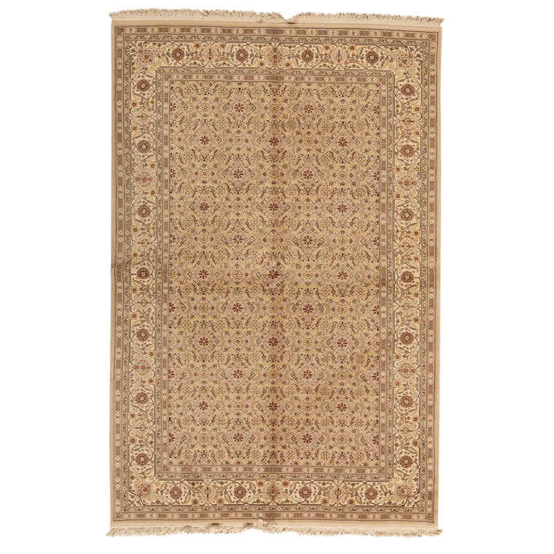 Tapis beige / jaune / rouge / brun noué à la main de haute qualité