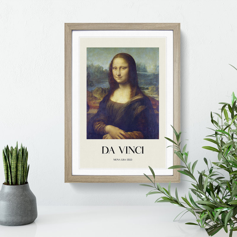 The Mona Lisa by Leonardo Da Vinci - Picture Frame Painting, 36cm H x 27cm W x 2cm D, Oak Framed