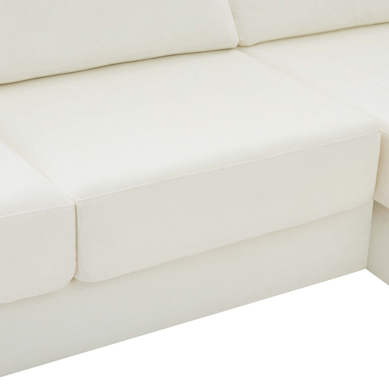 Canapé modulaire en chenille en L 113 po avec coussins double épaisseur Boneless, Beige