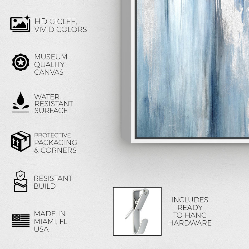 «Abstract Waterfall», reproduction d'art, H 15 po x l 10 po x P 1,5 po, Cadre blanc