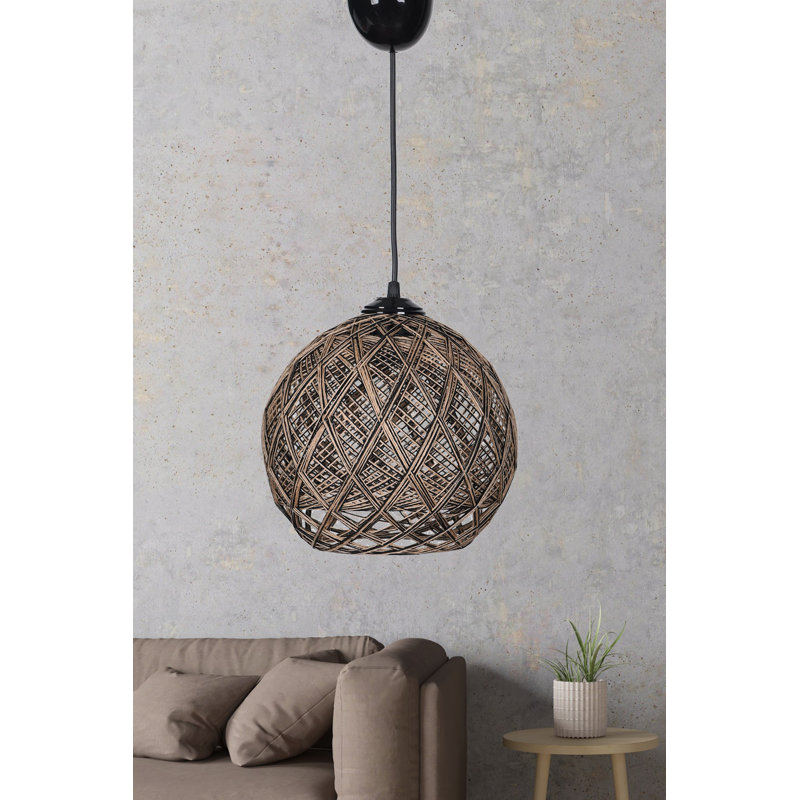 Beige and Black Chandelier, 8.7 x 7.9 x 7.1 inches | Durable Plastic Body with Cotton Cap | E27 Socket, Max 40W | Stylish Lighting Fixture for Home Decor, Living Room, Dining Room, and Entryways