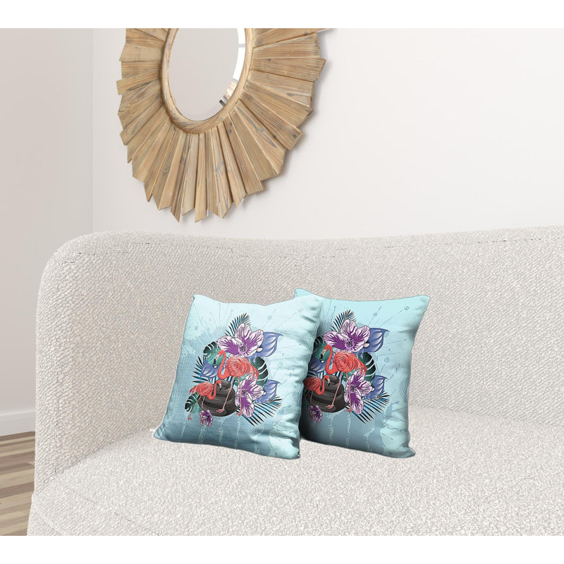 Coussin 16 x 16, Bleu / mauve / brun
