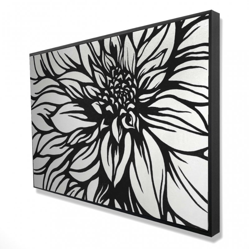 Style de fleur de dahlia | Décoration de bureau encadrée en toile, H 21,25 po x l 61,25 po