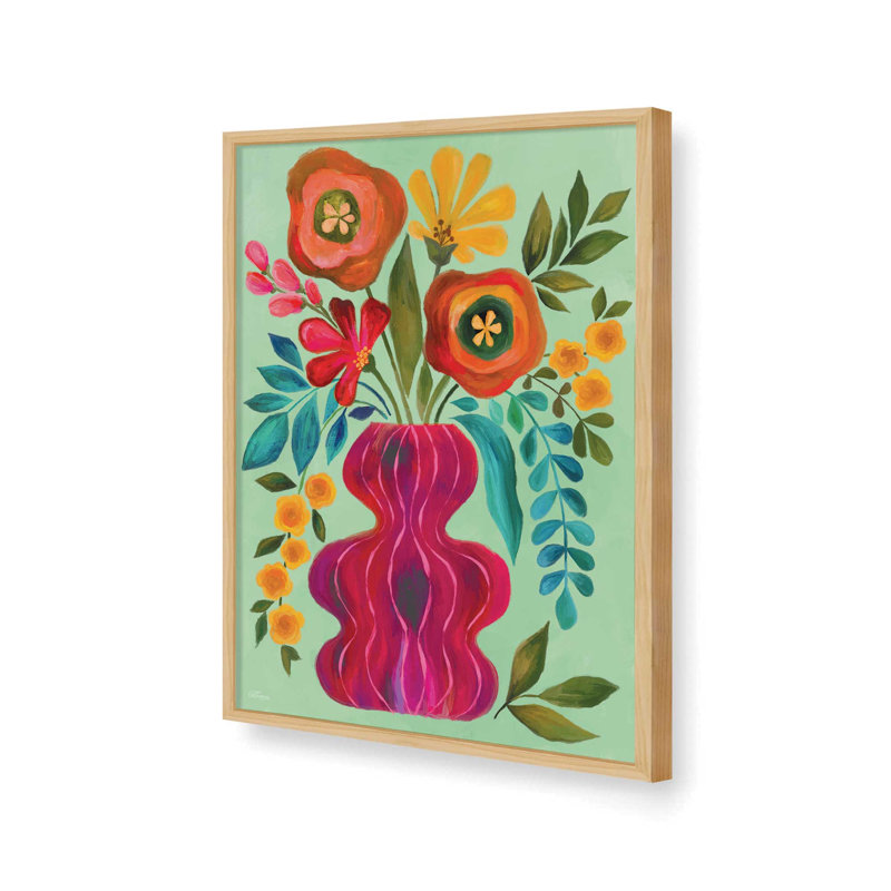 «Bright Funky Bouquet» par Cat Thurman Designs, reproduction d'art, L 30 x H 40, Tanné, Impression encadrée