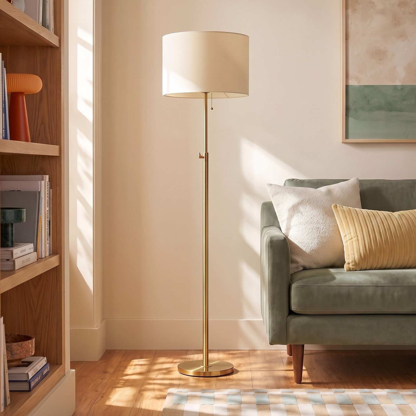 Kelliann 64.5" Adjustable Floor Lamp, Antiqued Brass