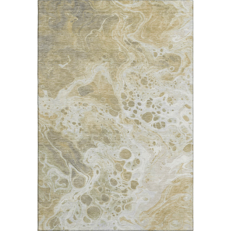 Tapis abstrait Varroville AMF1705 lavable à la machine de qualité supérieure, Rectangle 10 pi x 14 pi