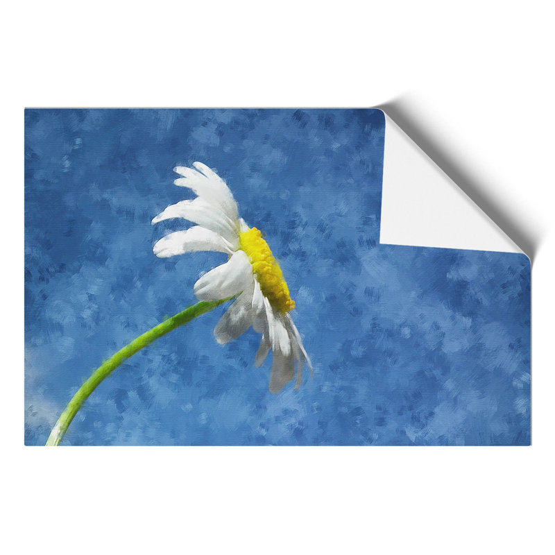 White Daisy Flower Painting - Frameless Print, 42cm H x 59cm W x 0.1cm D