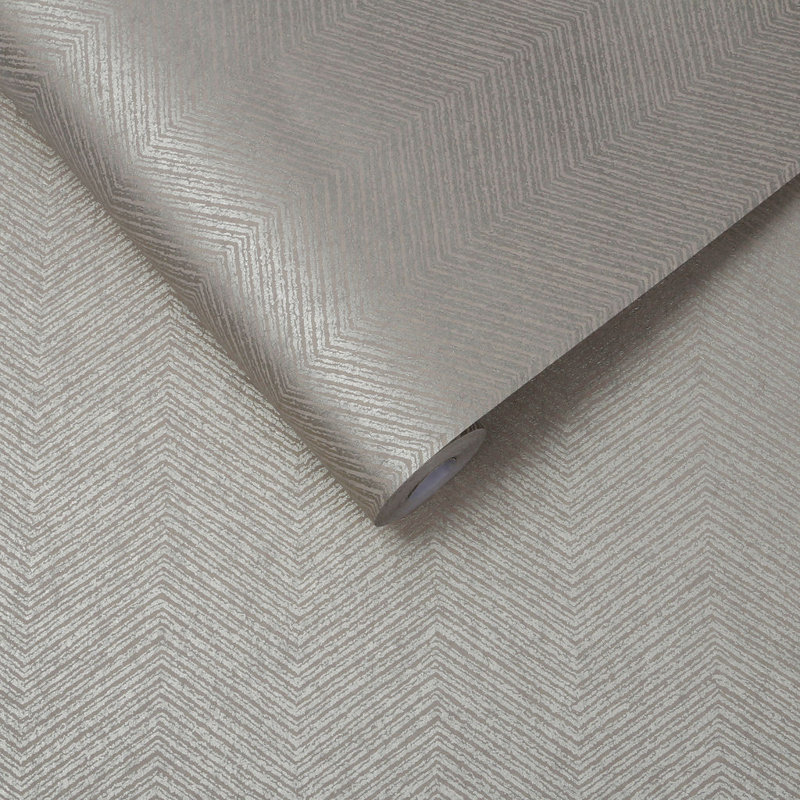Chevron Metallic Wallpaper Roll, Natural