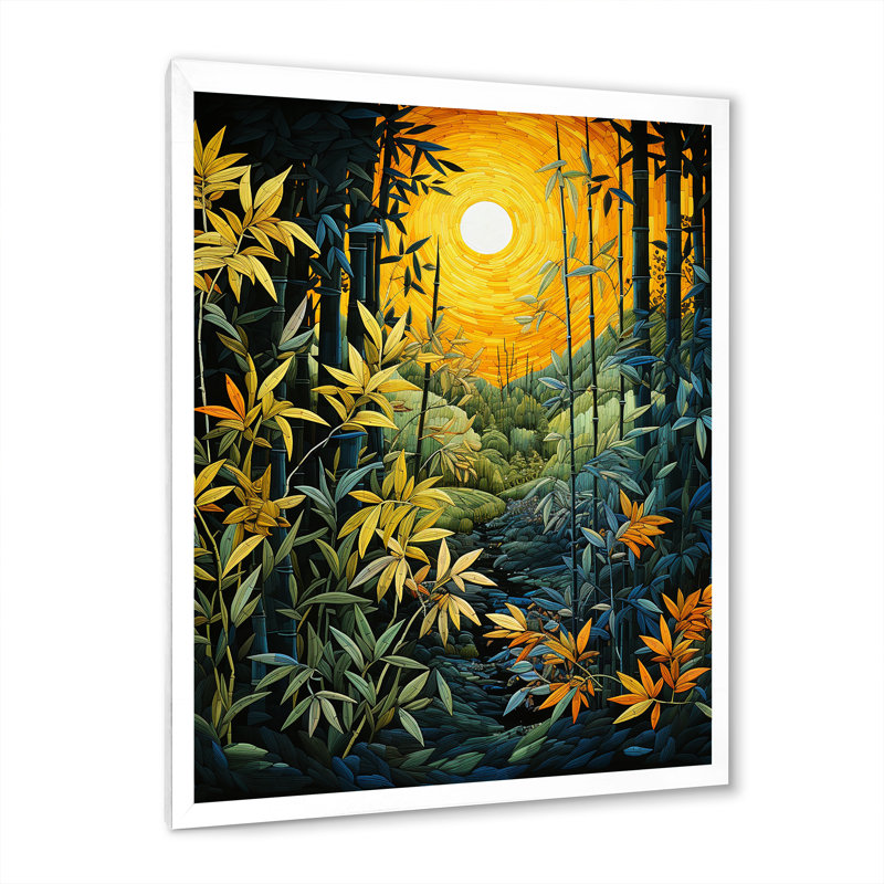 Art asiatique sur fond de bambou Ladislau, impression sur toile III, Cadre photo blanc, H 40 po x l 30 po x P 1,5 po