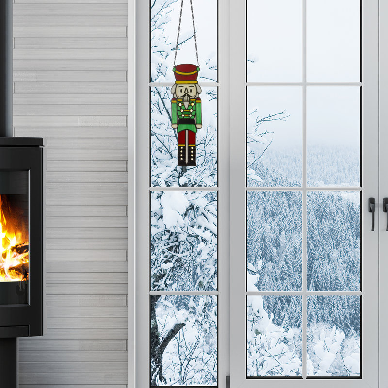Panneau de vitrail 14 "en forme de casse-noisette Hans the Holiday
