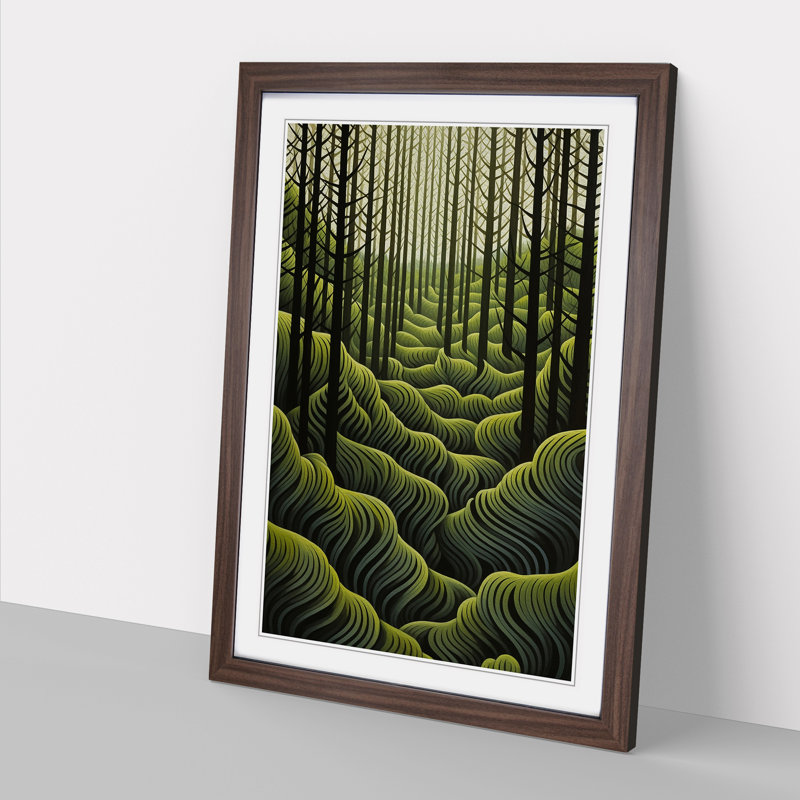 Single Picture Frame Print on Wood, 46cm H x 34cm W, Walnut Framed