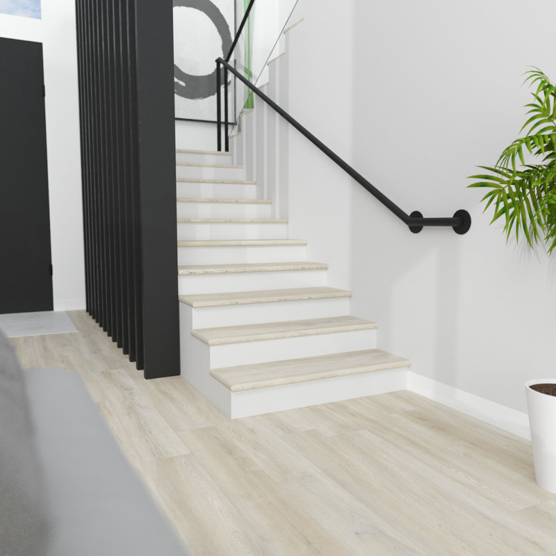 Coastline Cliff Light Brown Vinyl Stair Tread with Cap
