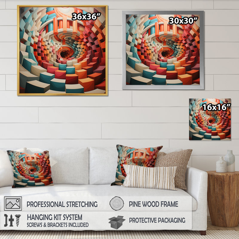 " Colourful Op Art Surrealism IV ", 16" H x 16" W x 1" D, Wrapped Canvas