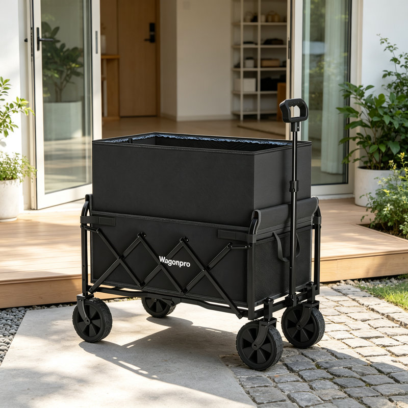 Expandable Dual-Layer Utility Wagon, Black